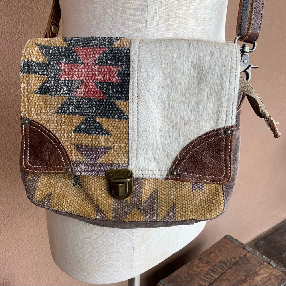 Myra Aztec/Upcycled Canvas Crossbody Purse